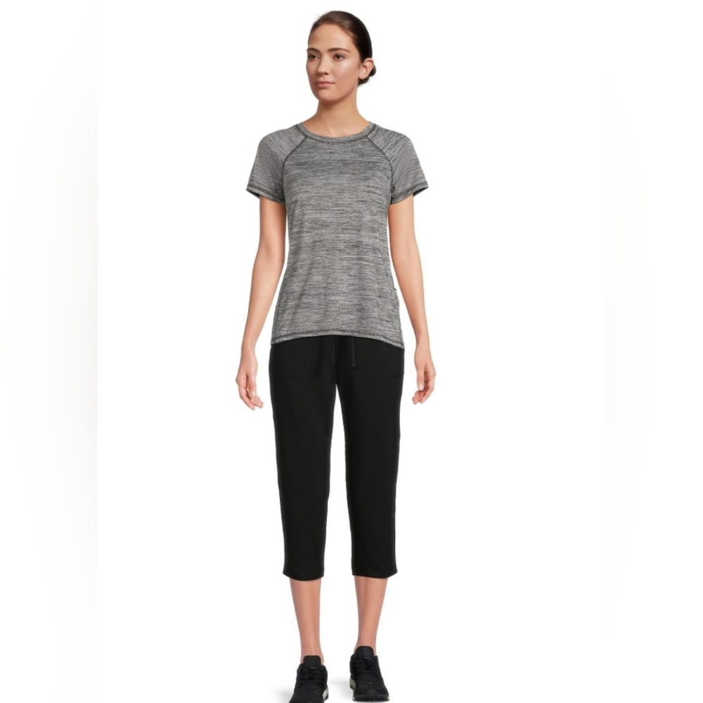 Athletic Works Black Sporty Lounging Cropped Straight Leg Pull On Pants L